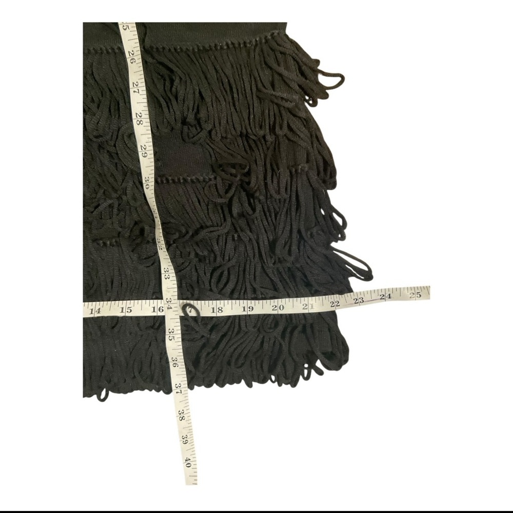 Calvin Klein Dress Women’s Black Sweater Knit Knee Tiered Fringe Dress Size PXL - Picture 11 of 12